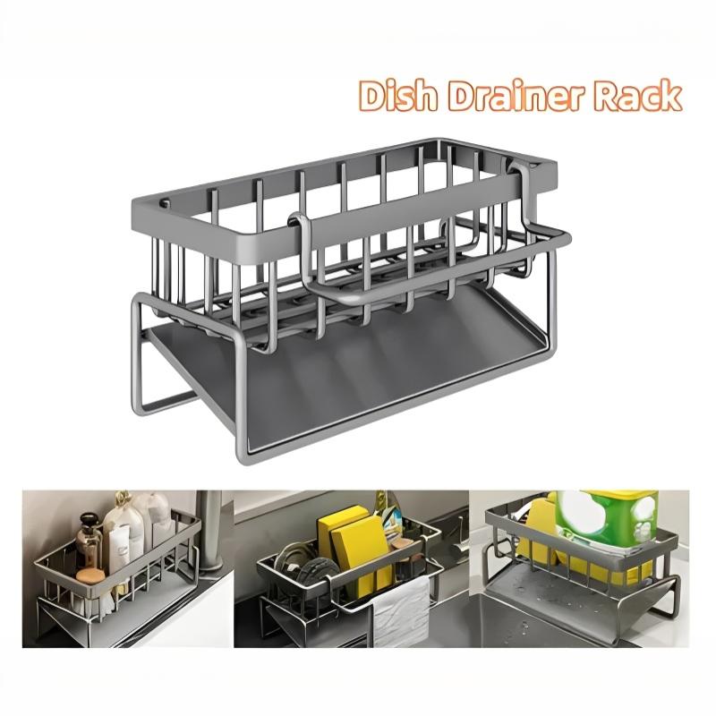Tech Accessories Organizer - スポンジ水切りラック、タオルホルダー付き、キッチン・バスルームシンクオーガナイザー、カウンタートップ用石鹸ホルダー、アイテム収納アクセサリー
