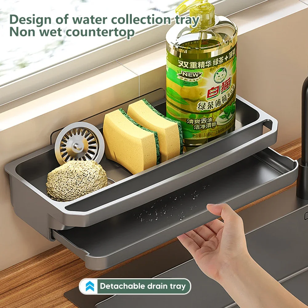 Tech Accessories Organizer - キッチンシンクオーガナイザー排水ラック自己排水棚スポンジホルダーふきん蛇口収納石鹸水切りキッチンアクセサリー