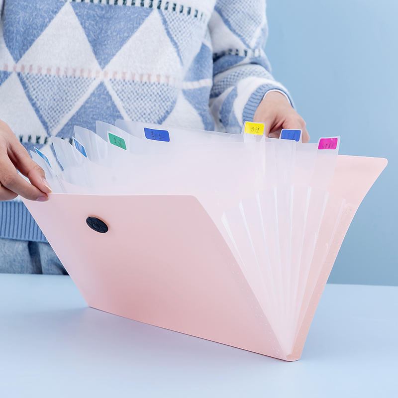 Tech Accessories Organizer - 学生用ファイルフォルダー1つ、かわいい透明なアコーディオン式収納バッグ、5つのコンパートメントでツールを整理できます
