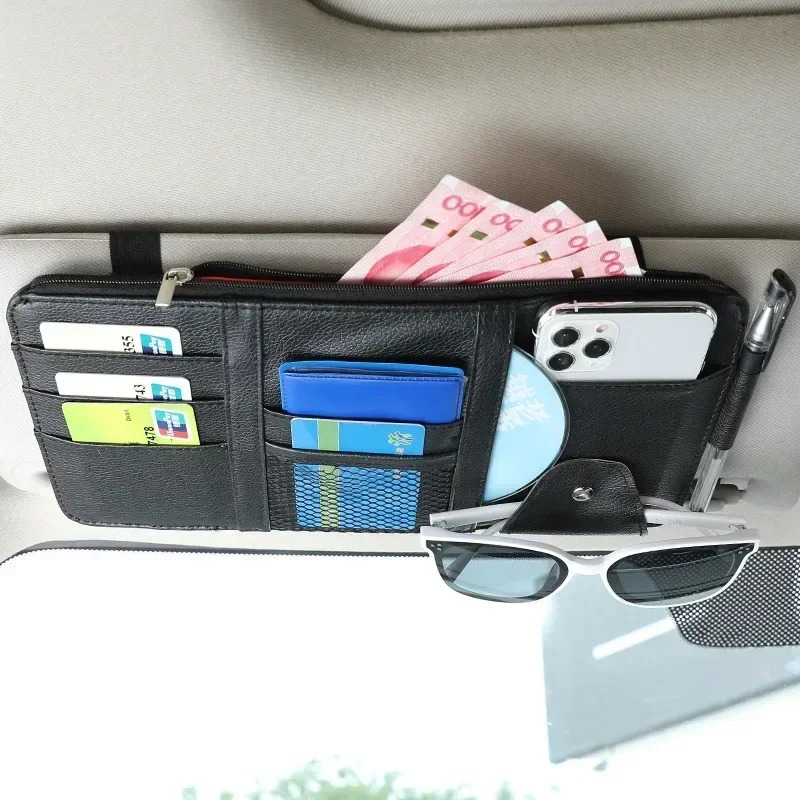 Tech Accessories Bag - 車用サンバイザーオーガナイザー マルチポケット 車内アクセサリー ポケットオーガナイザー 車用書類収納ポーチ ペンホルダー