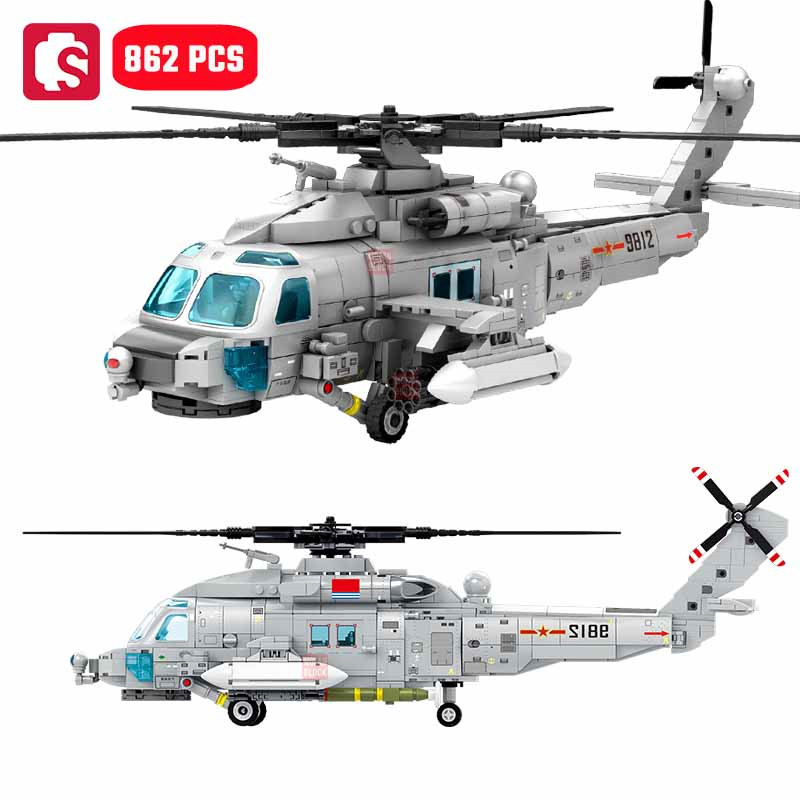 Tech Diving Accessories - SEMBO 862 個海軍タイプ Z-20 ヘリコプタービルディングブロック MOC