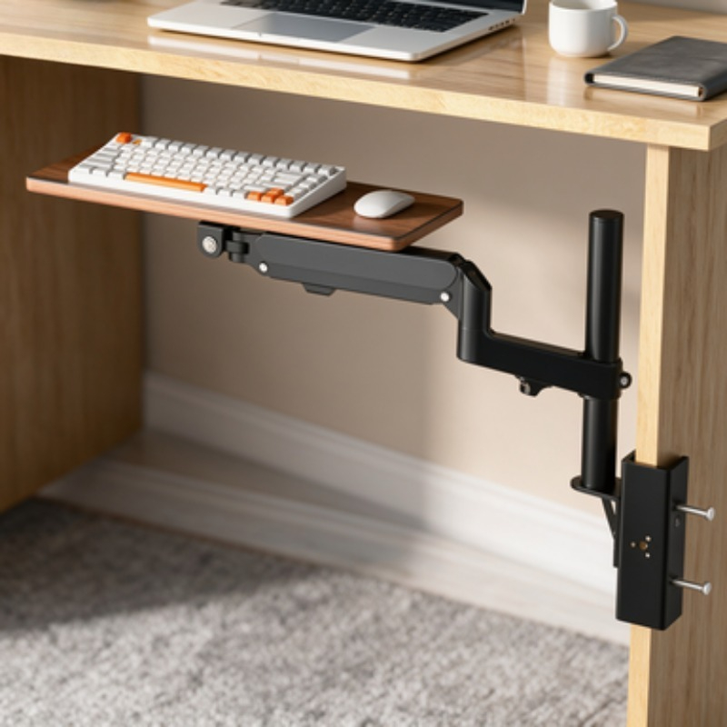 Tech Table Accessories - デスク下のスペースを節約するキーボードトレイ オフィス用タイピングプラットフォーム DIYデスクアクセサリー ワークステーション 人間工学に基づいたデスクトップセットアップ＆キーボードアーム