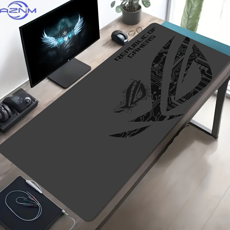 Tech Table Accessories - 大型ゲーミングマウスパッド 1枚 ROG回路基板デザイン 滑り止めゴムベース オフィス・ゲーミングセットアップ用拡張デスクマット PCアクセサリー