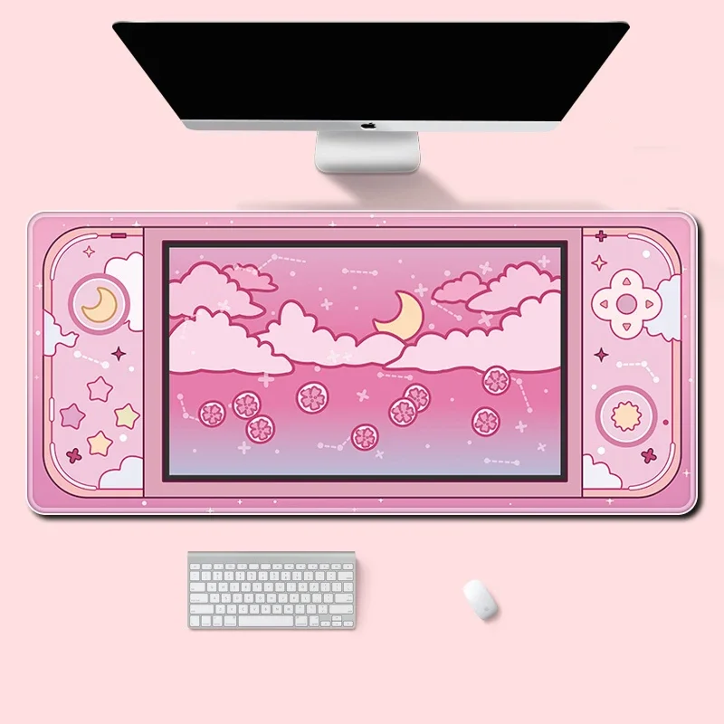 Tech Table Accessories - 月と星大型デスクマットかわいい美的マウスパッドかわいいスカイアートセットアップゲームアクセサリーマウスパッドゲーマーオフィスマット Xxl