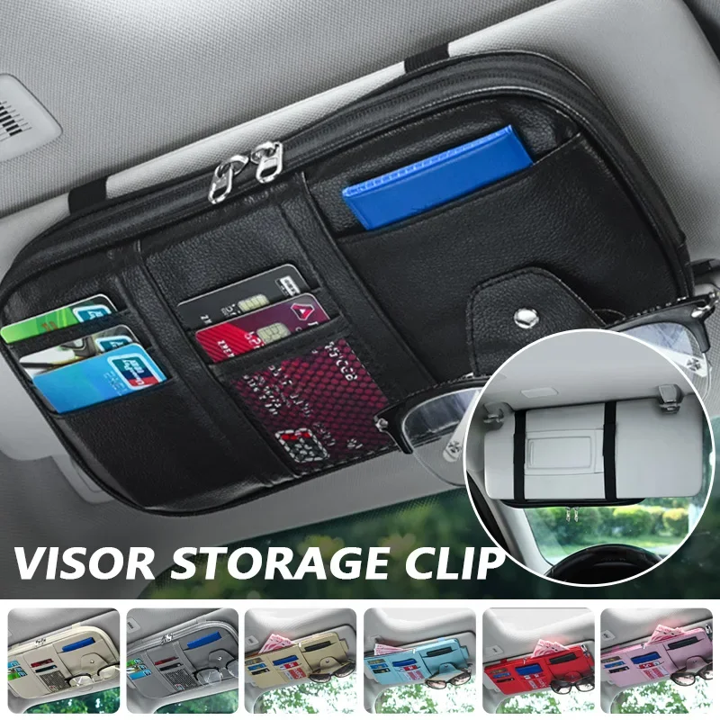 Tech Accessories Bag - 車のサンバイザーオーガナイザーマルチポケットジッパーオートトラックSUV収納ポーチ紙幣ペンカードメガネホルダーカーアクセサリーガジェット