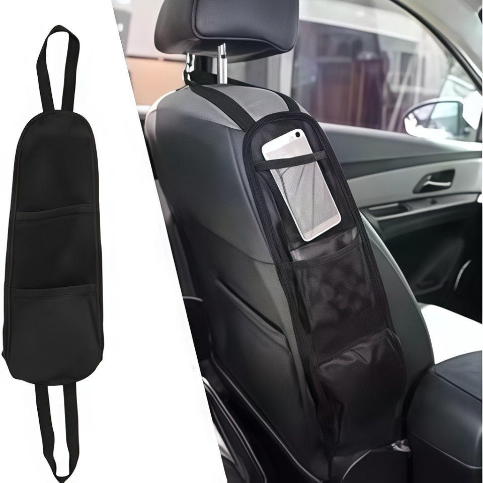 Tech Accessories Bag - カーシートオーガナイザーポーチ - 水筒、携帯電話、必需品用のサイド収納ポケット | 車内整理用ユニバーサルカーアクセサリー
