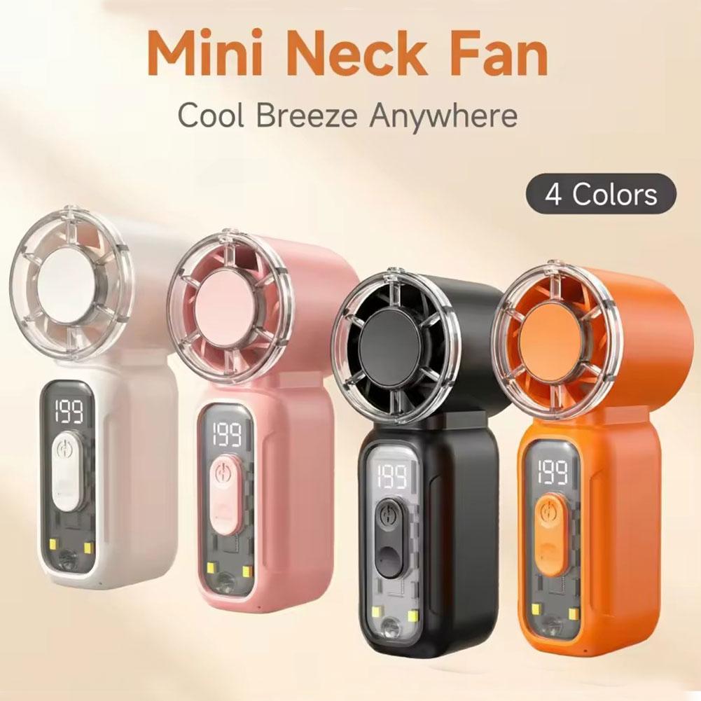 Usb Fan Silent - USB充電式ミニハンドヘルドファン、超静音デジタルディスプレイ、旅行コンサート夏用強力風ポータブル電動ファン