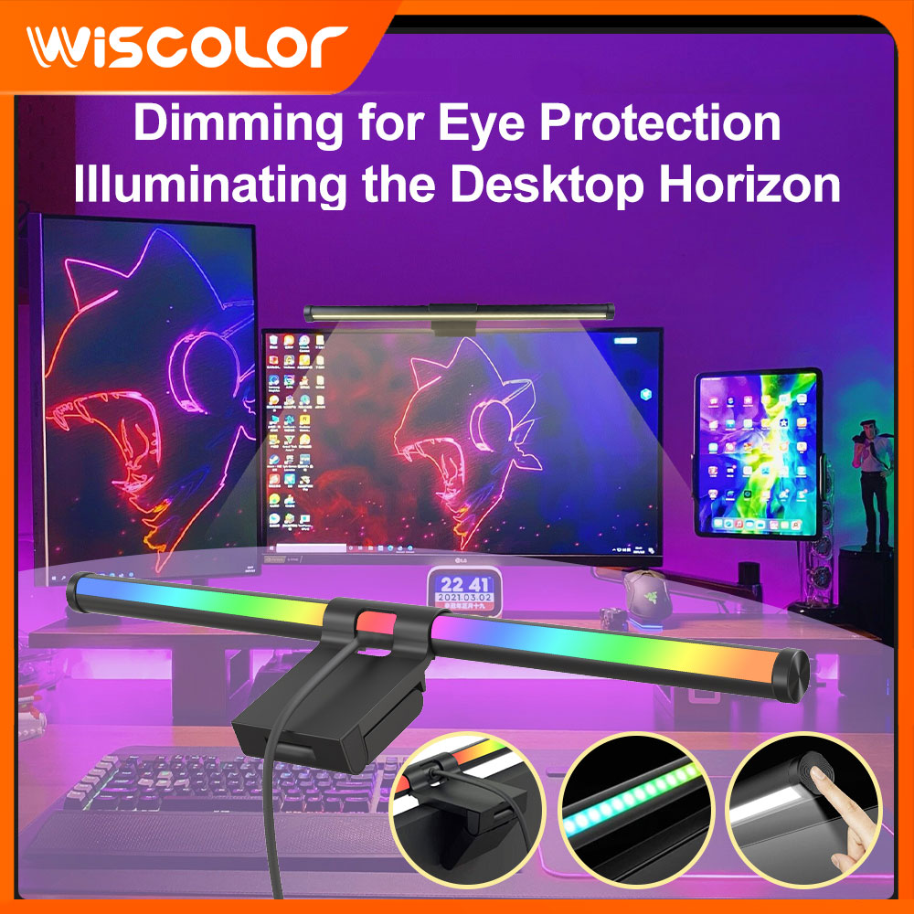 Tech Table Accessories - モニター装飾ライトバーモニタースマート Wifi セットアップ調光可能な RGB Led ライトリモコンランプライトバーゲームアクセサリー