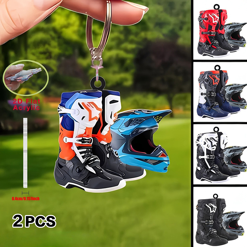 2 個 2D フラットモトクロスキーホルダーオートバイヘルメ - Tech Accessories Bag のレビューと価格