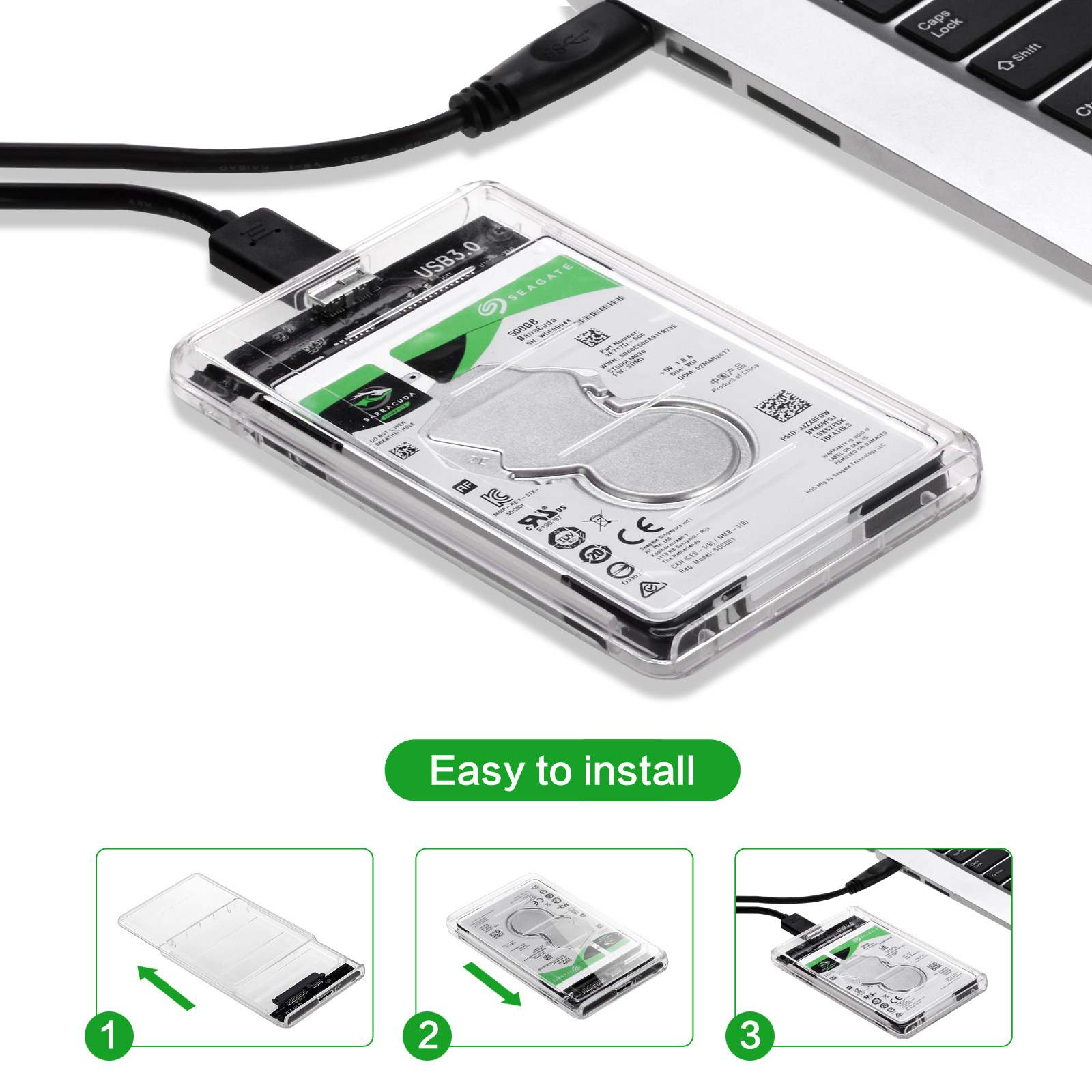 USB Type C 透明2.5インチ外付けストレージケース - Portable Ssd Enclosure のレビューと価格