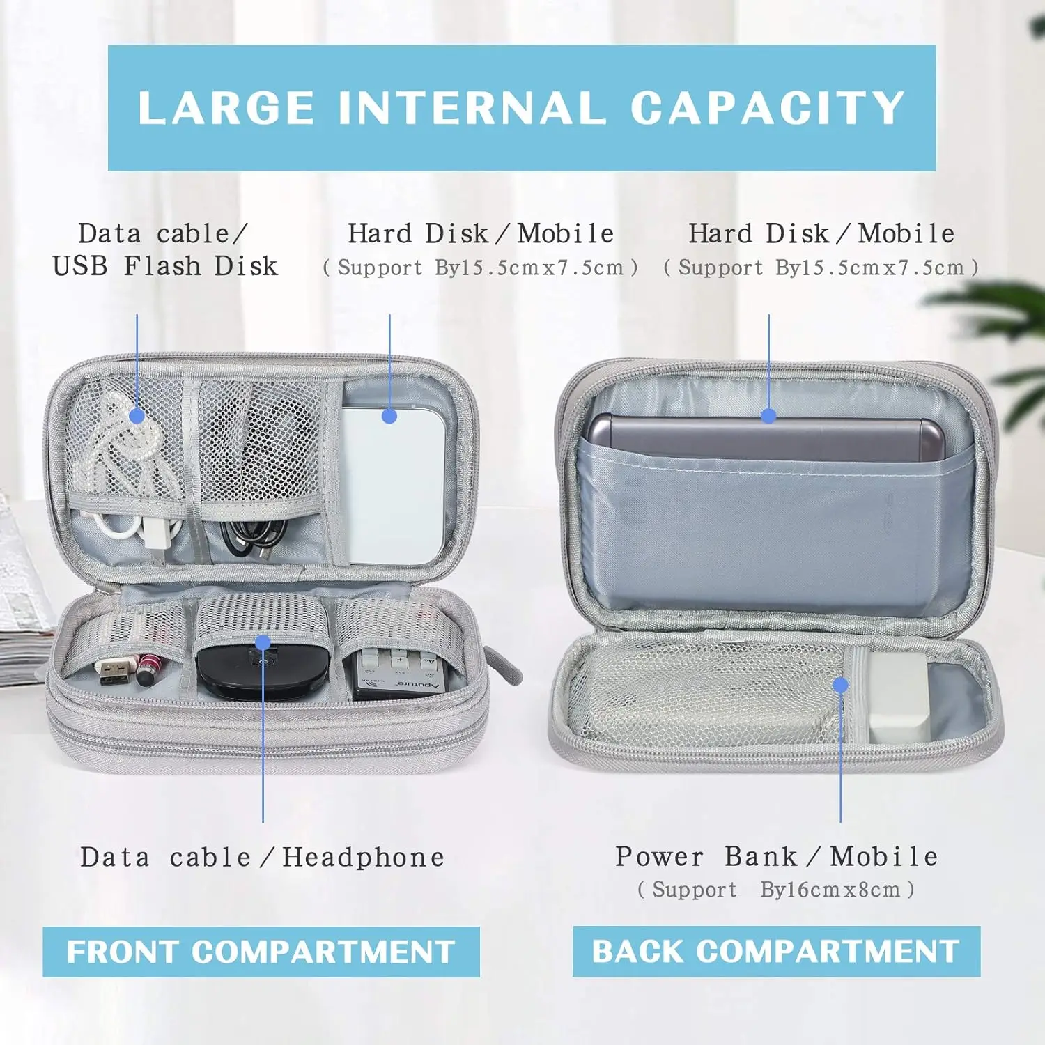 防水トラベルケーブルオーガナイザーバッグ ポータブル二層式電 - Tech Accessories Hard Case のレビューと価格