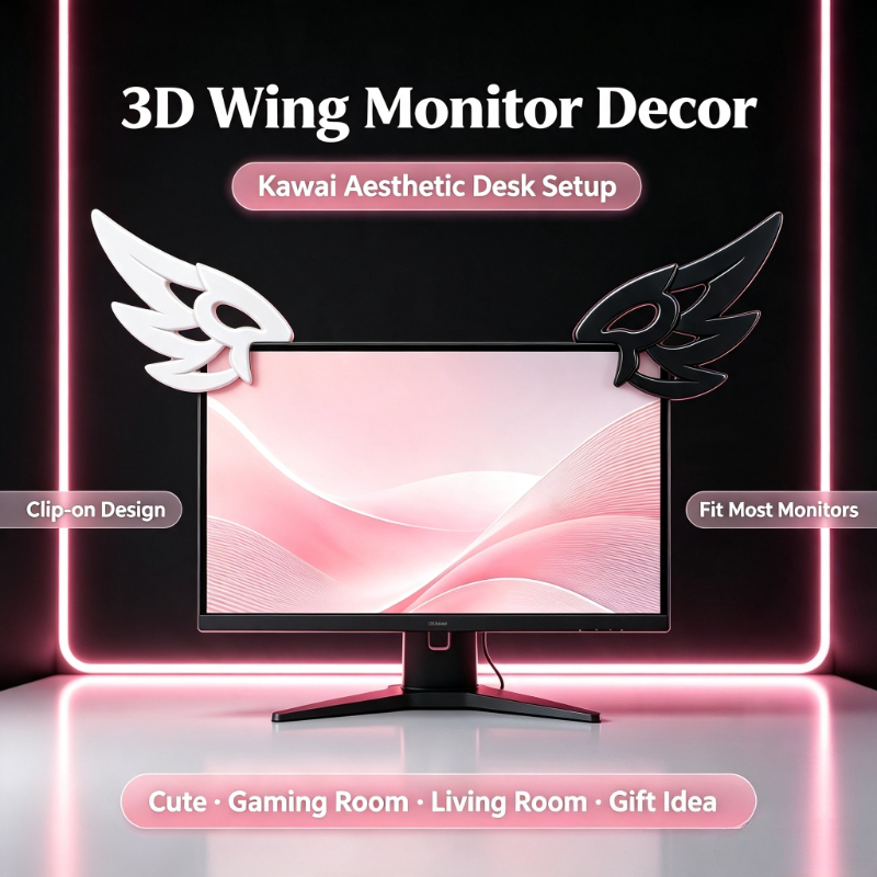 かわいい3Dウィングデコレーション、コンピューターモニター用 - Tech Table Accessories のレビューと価格