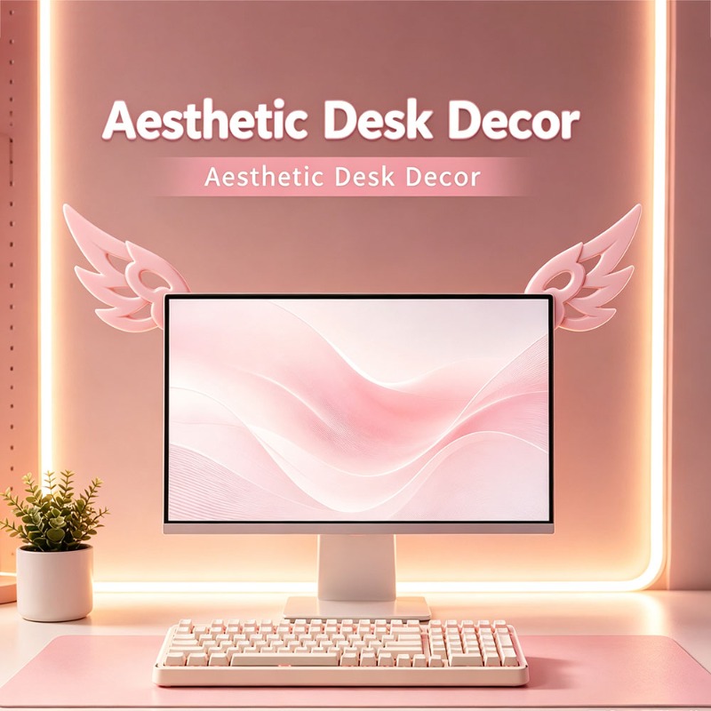 かわいい3Dウィングデコレーション、コンピューターモニター用 - Tech Table Accessories のレビューと価格