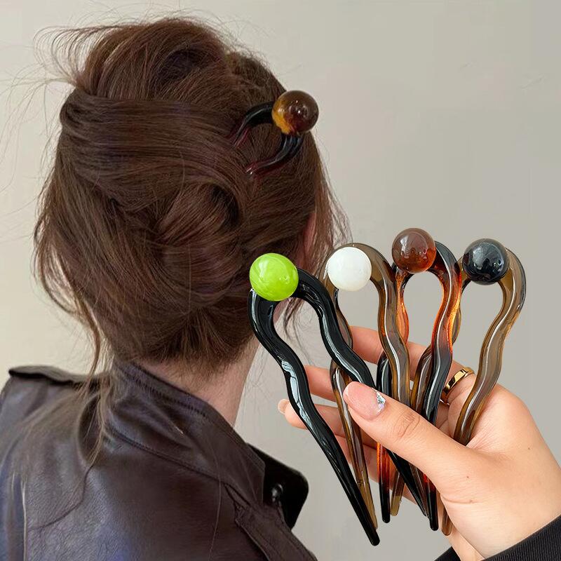ファッションカラーパール U 字型ヘアスティックヘアピンヘア - Tech Accessories For Women のレビューと価格