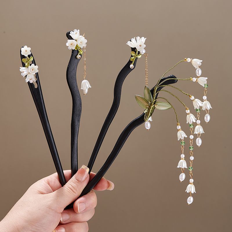 スズラン1 ヘアスティック レトロ木製フラワータッセルヘアピ - Tech Accessories For Women のレビューと価格