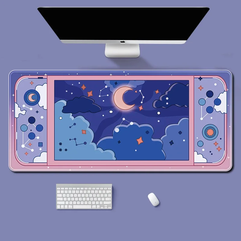 月と星大型デスクマットかわいい美的マウスパッドかわいいスカイ - Tech Table Accessories のレビューと価格