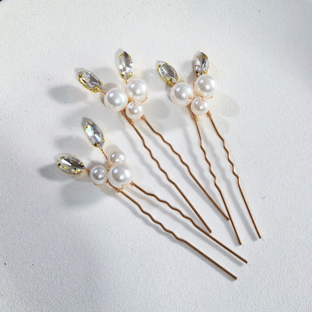 パールクリスタルヘアピンコームセットブライダルウェディングヘ - Tech Accessories For Women のレビューと価格