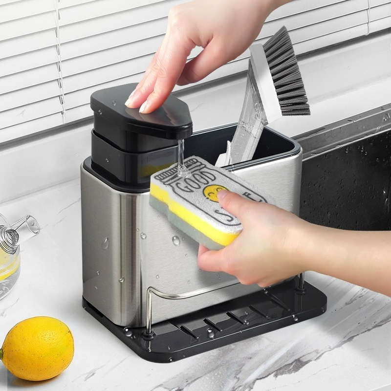 1PC 多機能ステンレス鋼食器石鹸ディスペンサースポンジホル - Tech Accessories Organizer のレビューと価格