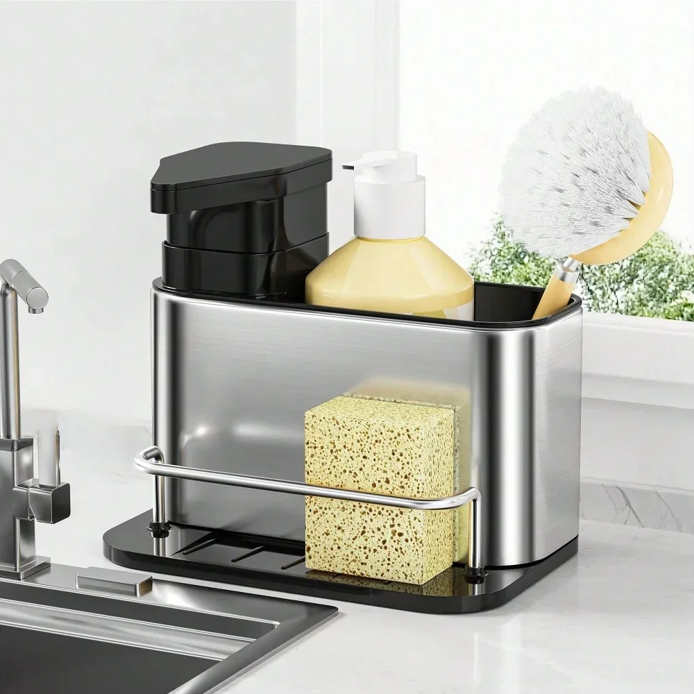 1PC 多機能ステンレス鋼食器石鹸ディスペンサースポンジホル - Tech Accessories Organizer のレビューと価格