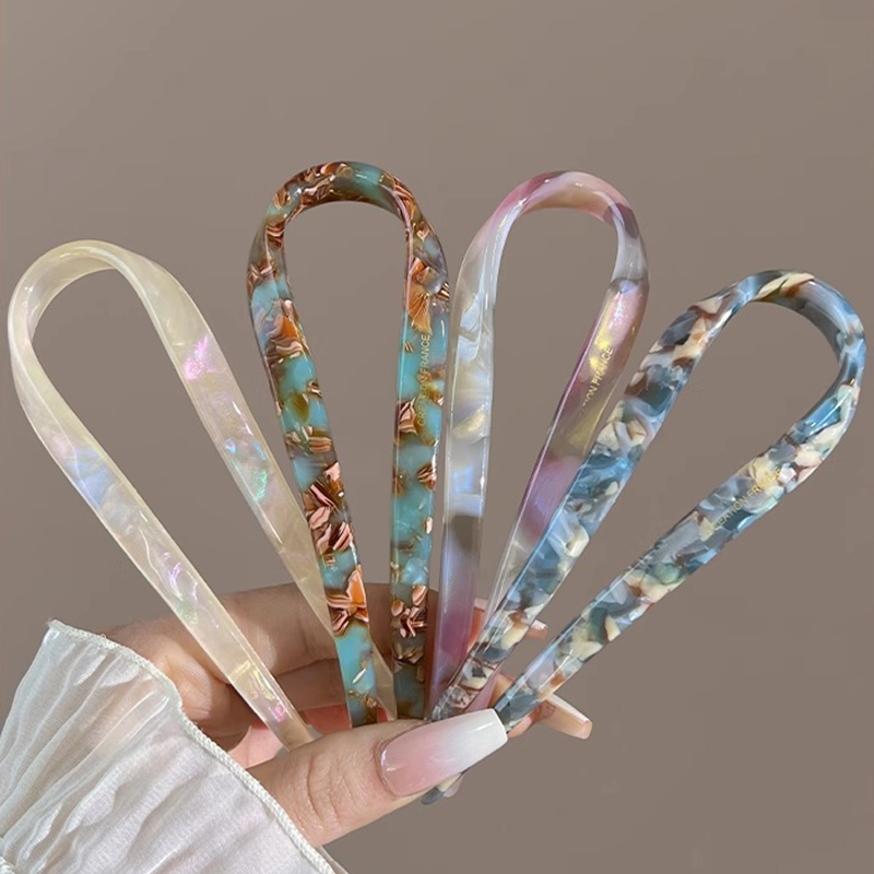 U 字型ヘアスティックアセテートアクリルヘアフォークヘアクリ - Tech Accessories For Women のレビューと価格