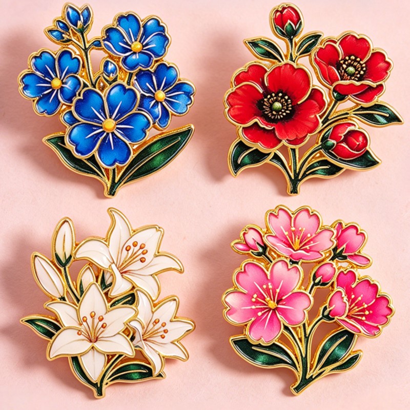 かわいいヴィンテージカラフルな花柄エナメルピンユリチェリーポ - Vintage Tech Accessories のレビューと価格