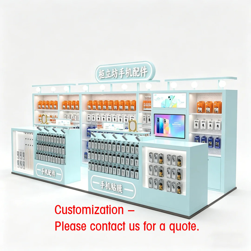 カスタムライトブルー携帯電話アクセサリーキオスク |   モ - Tech Accessories Kiosk のレビューと価格