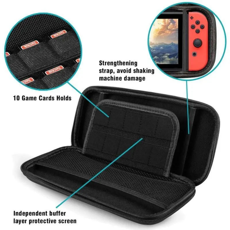 6 で 1 キットバッグニンテンドースイッチアクセサリー E - Tech Accessories Hard Case のレビューと価格